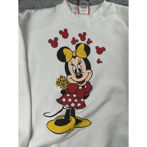 Vintage Disney Designs White Minnie Mouse Hearts Womens Cute Retro Size Large